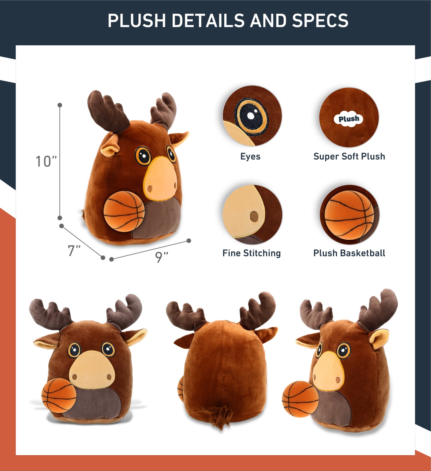 SNUG-MOOSHIES PLUSH - MOOSE 10" with Basketball Plush