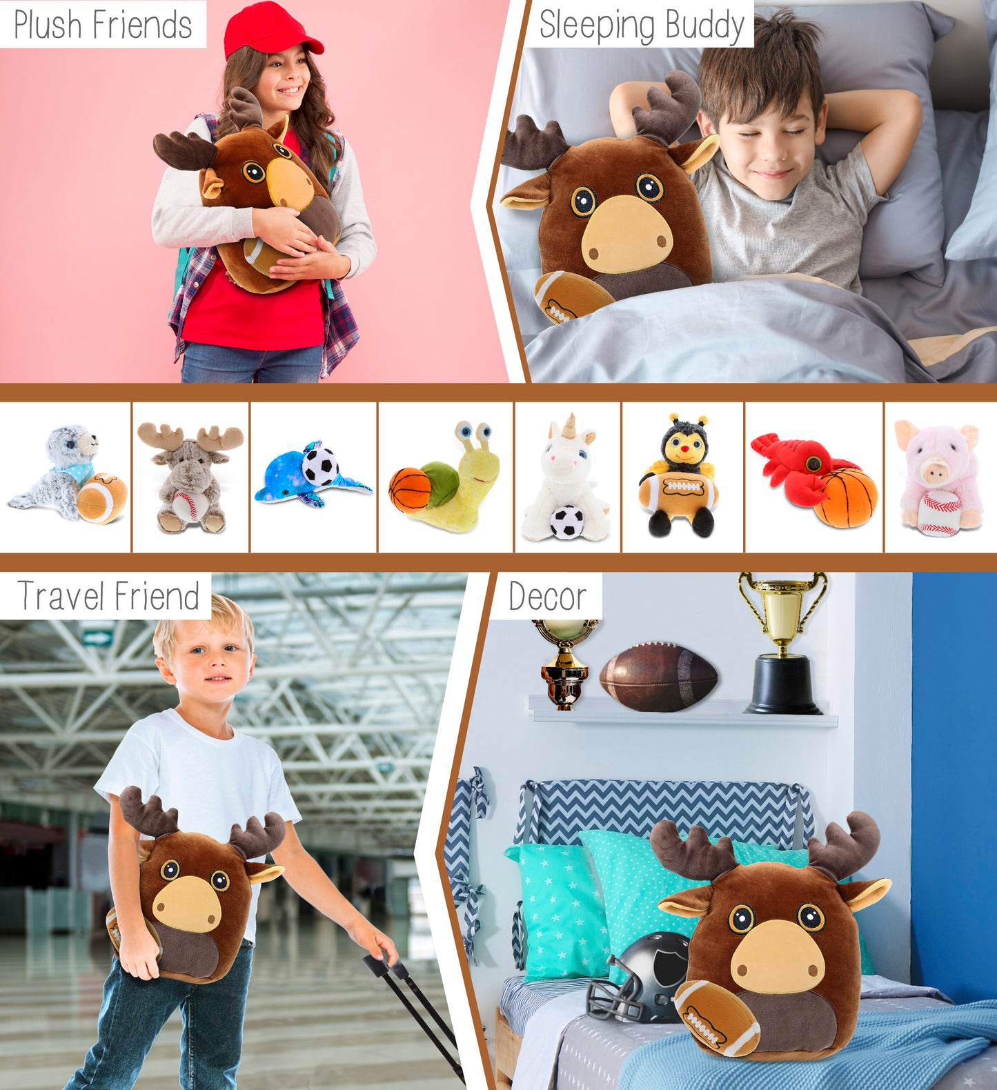 SNUG-MOOSHIES PLUSH - MOOSE 10" with Football Plush