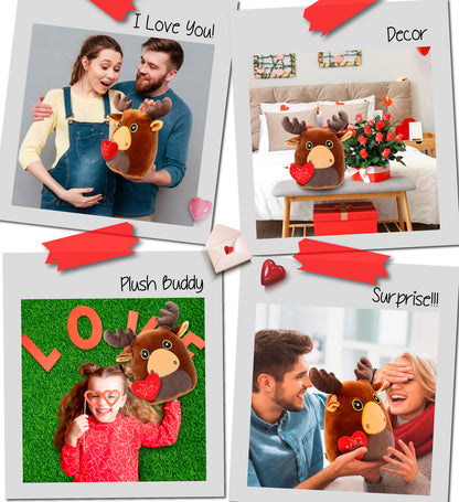 PLUSH I LOVE YOU RED HEART - SNUG-MOOSHIES PLUSH - MOOSE 10"