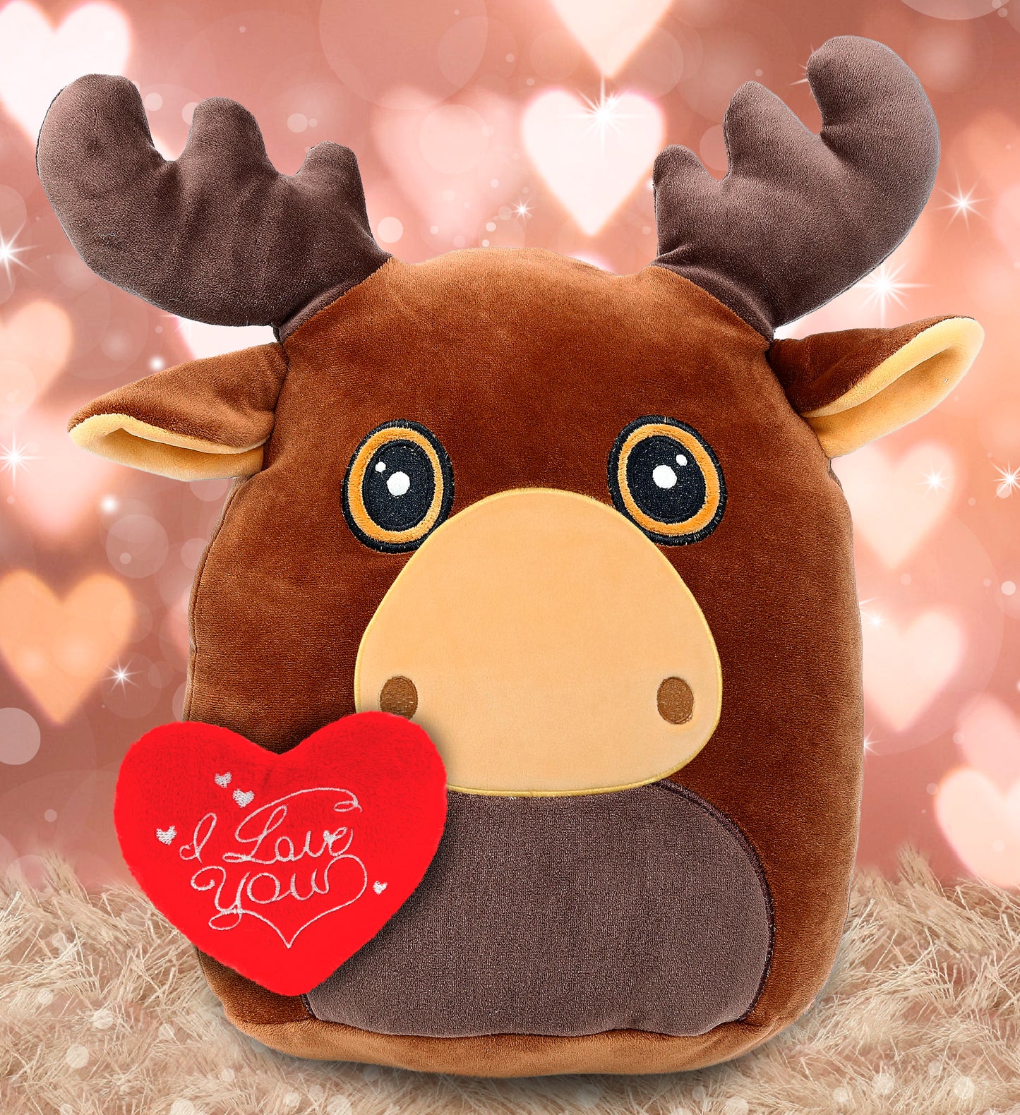 PLUSH I LOVE YOU RED HEART - SNUG-MOOSHIES PLUSH - MOOSE 10"