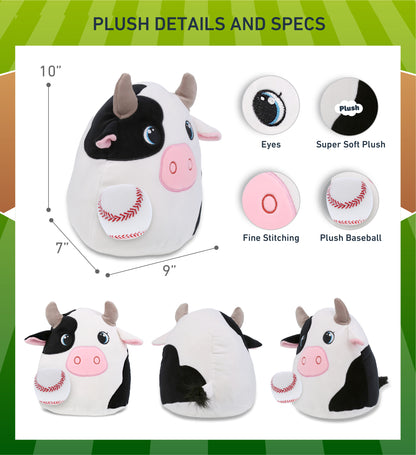 SNUG-MOOSHIES PLUSH - COW 10" with Baseball Plush