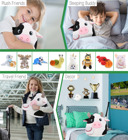 SNUG-MOOSHIES PLUSH - COW 10" with Baseball Plush