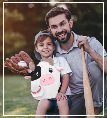 SNUG-MOOSHIES PLUSH - COW 10" with Baseball Plush