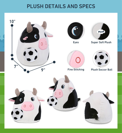 SNUG-MOOSHIES PLUSH - COW 10" with Soccer Plush