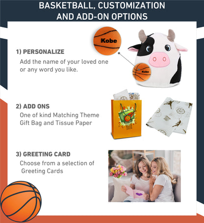 SNUG-MOOSHIES PLUSH - COW 10" with Basketball Plush