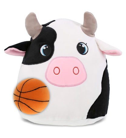 SNUG-MOOSHIES PLUSH - COW 10" with Basketball Plush