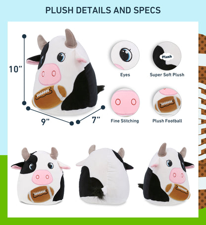 SNUG-MOOSHIES PLUSH - COW 10" with Football Plush