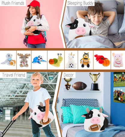 SNUG-MOOSHIES PLUSH - COW 10" with Football Plush