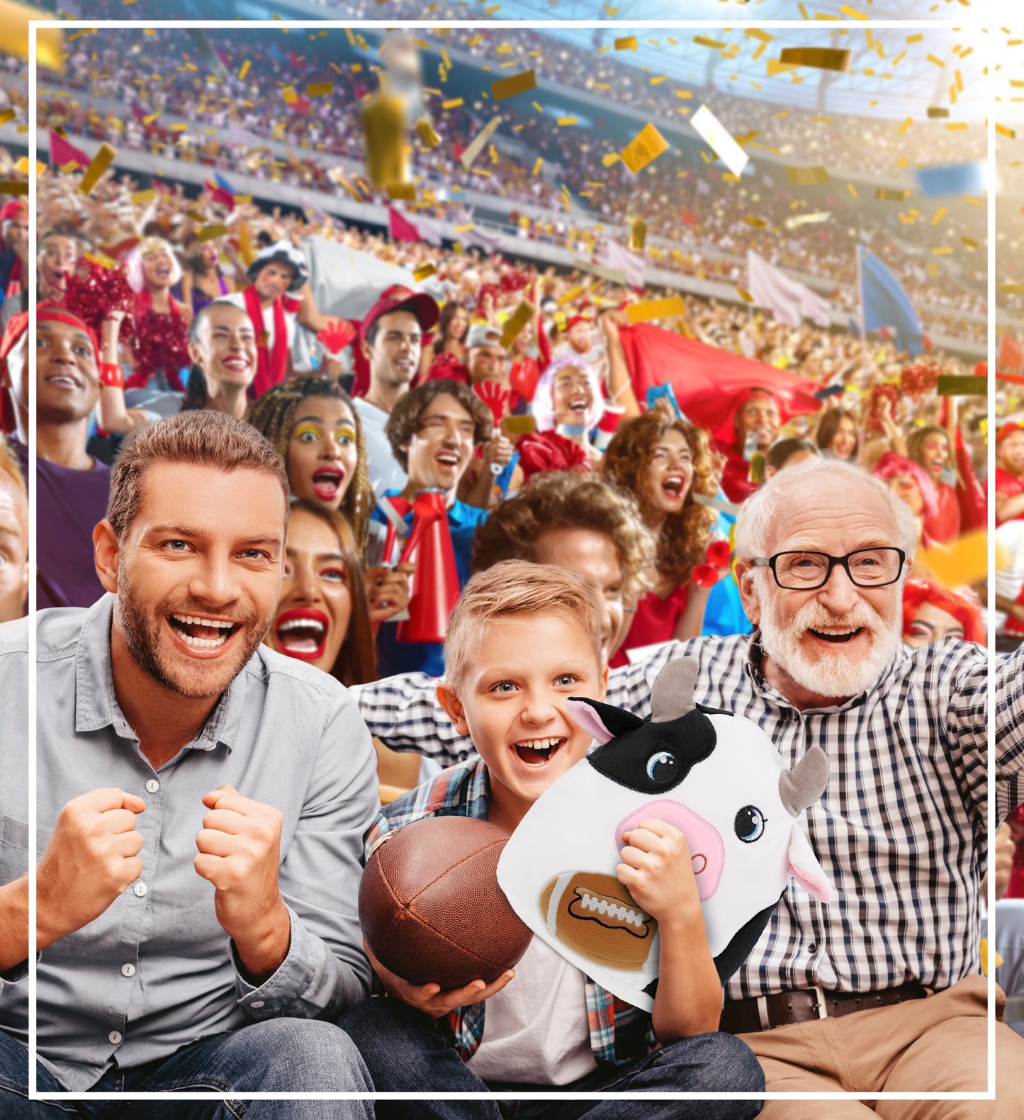 SNUG-MOOSHIES PLUSH - COW 10" with Football Plush