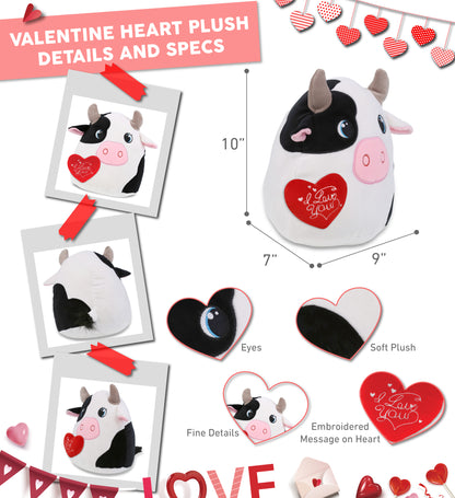 PLUSH I LOVE YOU RED HEART - SNUG-MOOSHIES PLUSH - COW 10"