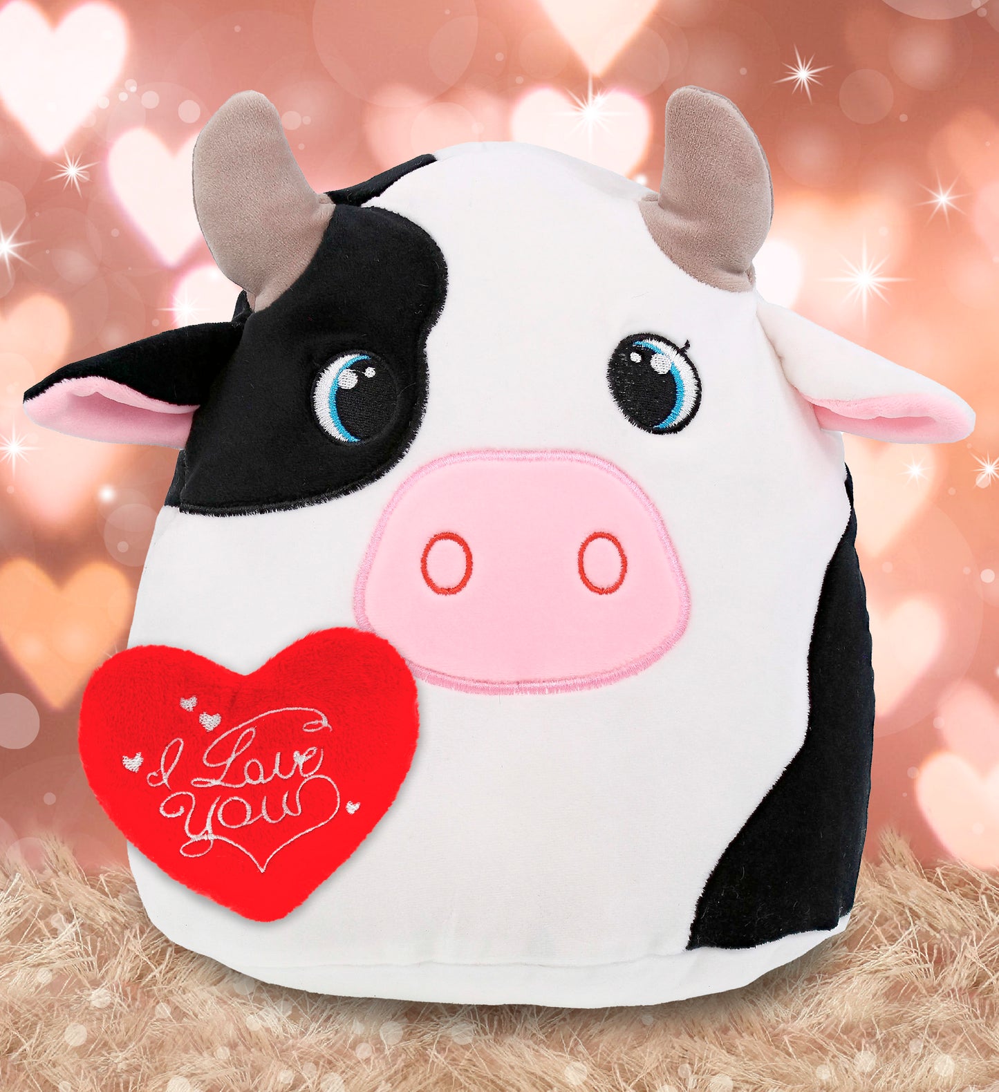 PLUSH I LOVE YOU RED HEART - SNUG-MOOSHIES PLUSH - COW 10"