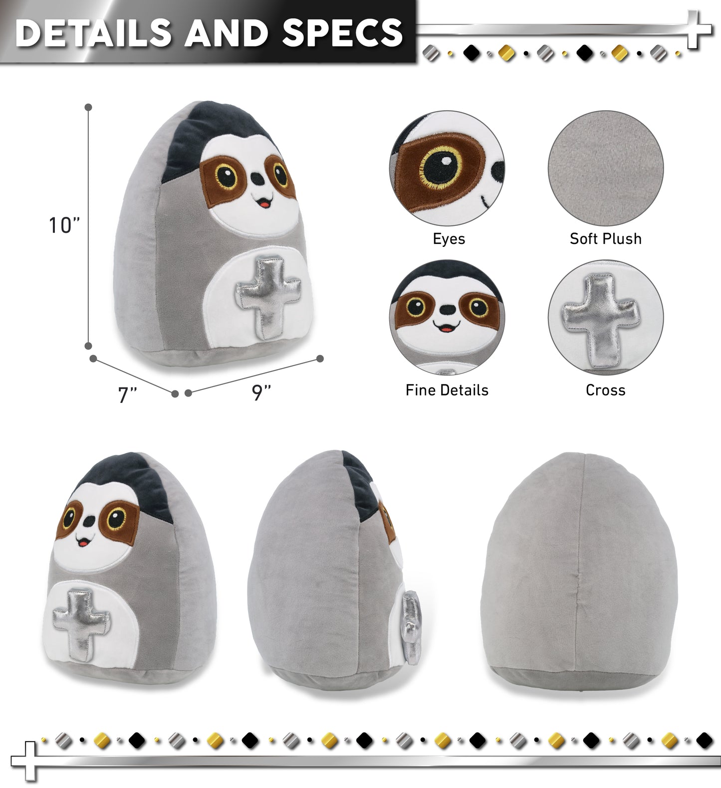 PLUSH CROSS - SNUG-MOOSHIES PLUSH - SLOTH 10"