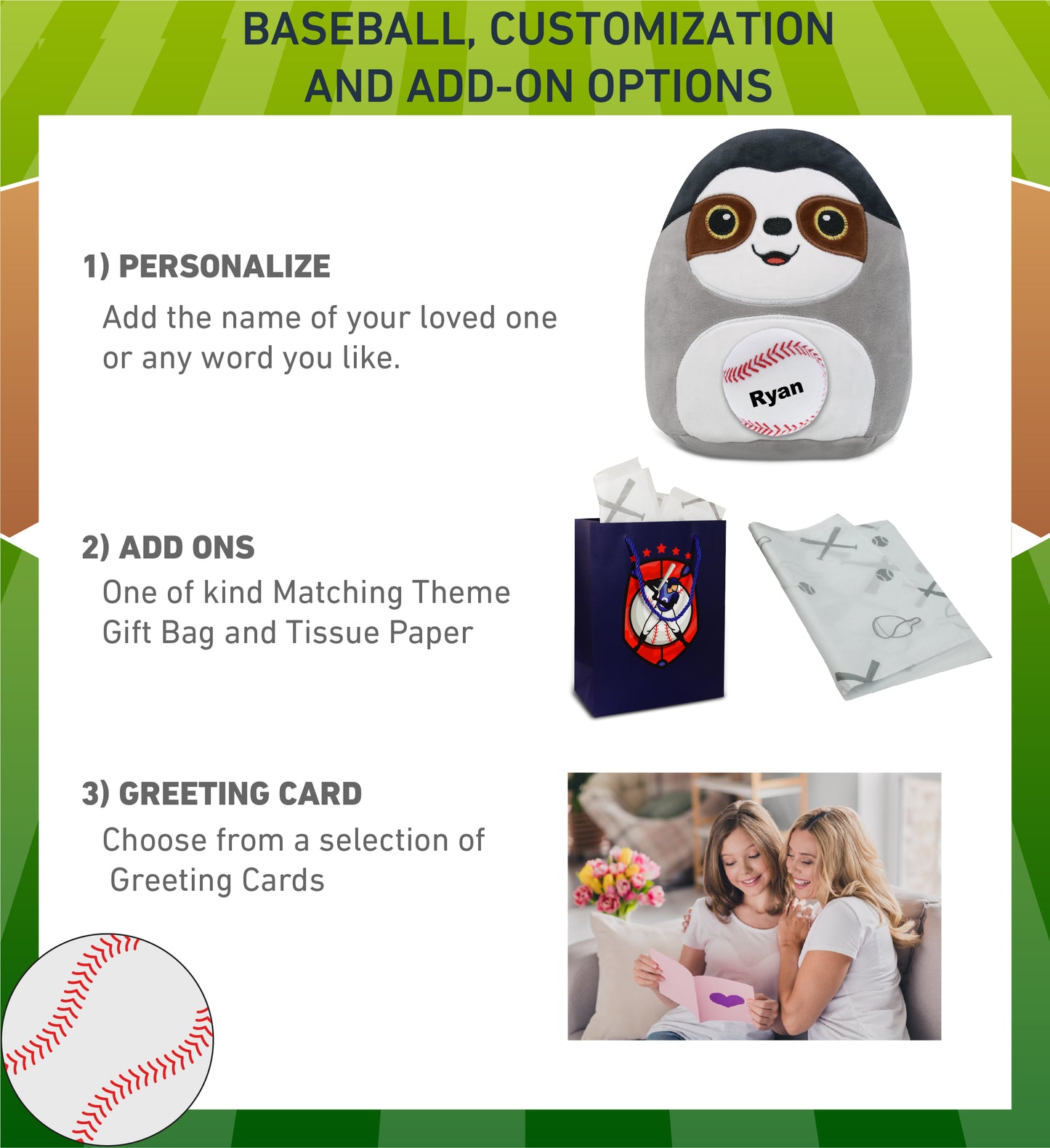 SNUG-MOOSHIES PLUSH - SLOTH 10" with Baseball Plush