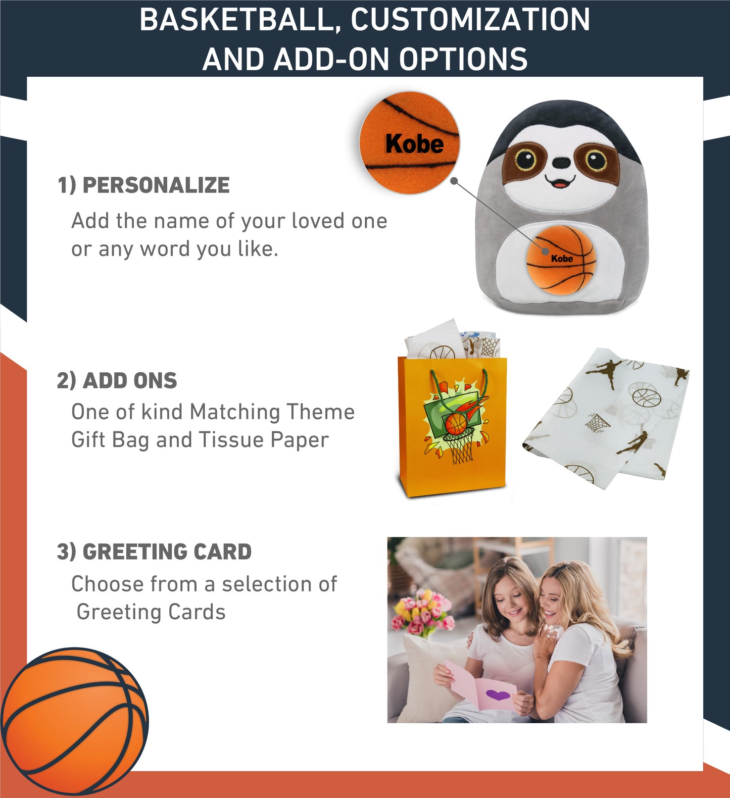 SNUG-MOOSHIES PLUSH - SLOTH 10" with Basketball Plush