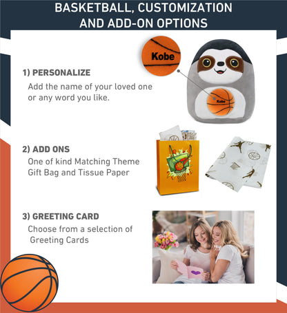 SNUG-MOOSHIES PLUSH - SLOTH 10" with Basketball Plush