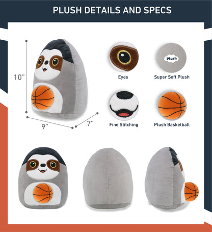 SNUG-MOOSHIES PLUSH - SLOTH 10" with Basketball Plush