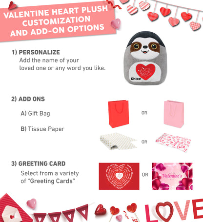 PLUSH I LOVE YOU RED HEART - SNUG-MOOSHIES PLUSH - SLOTH 10"