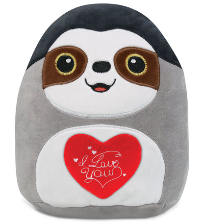 PLUSH I LOVE YOU RED HEART - SNUG-MOOSHIES PLUSH - SLOTH 10"