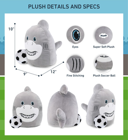 SNUG-MOOSHIES PLUSH - SHARK 10" with Soccer Plush