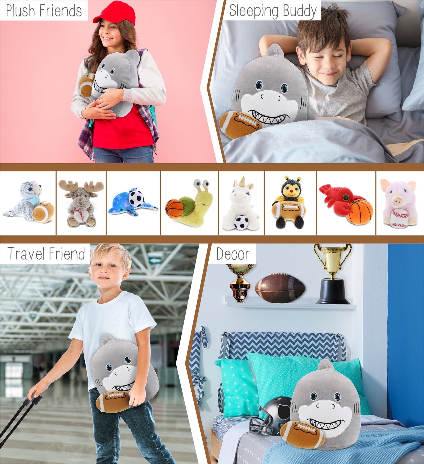 SNUG-MOOSHIES PLUSH - SHARK 10" with Football Plush