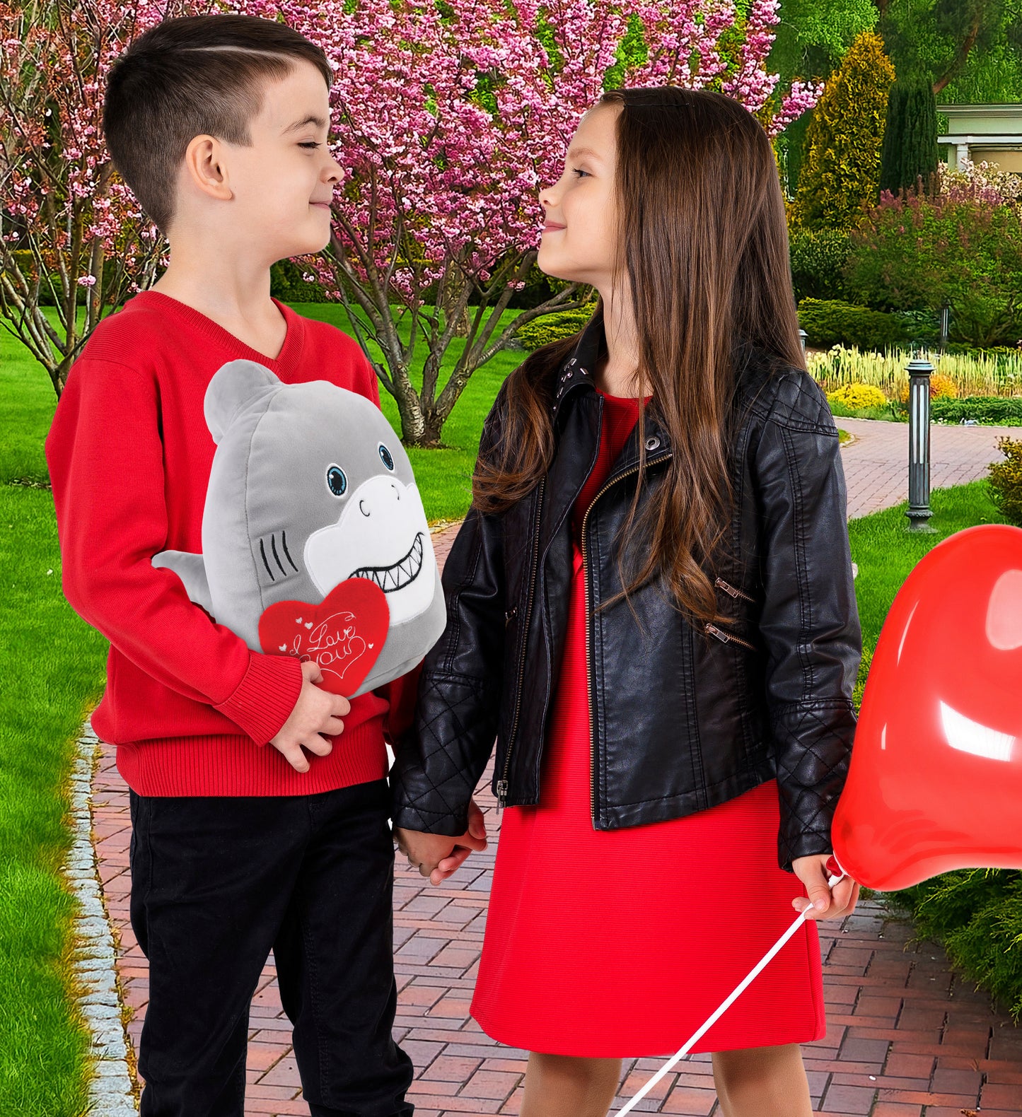 PLUSH I LOVE YOU RED HEART - SNUG-MOOSHIES PLUSH - SHARK 10"