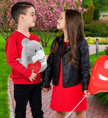 PLUSH I LOVE YOU RED HEART - SNUG-MOOSHIES PLUSH - SHARK 10"