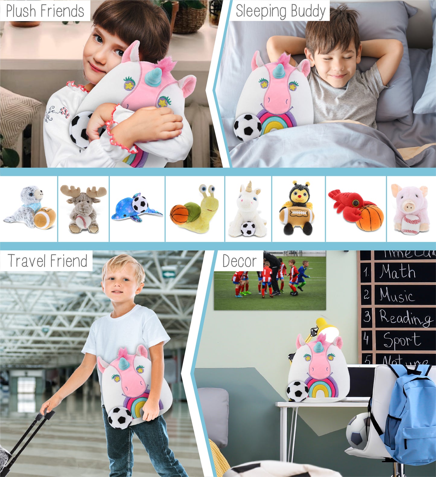 SNUG-MOOSHIES PLUSH - UNICORN 10" with Soccer Plush