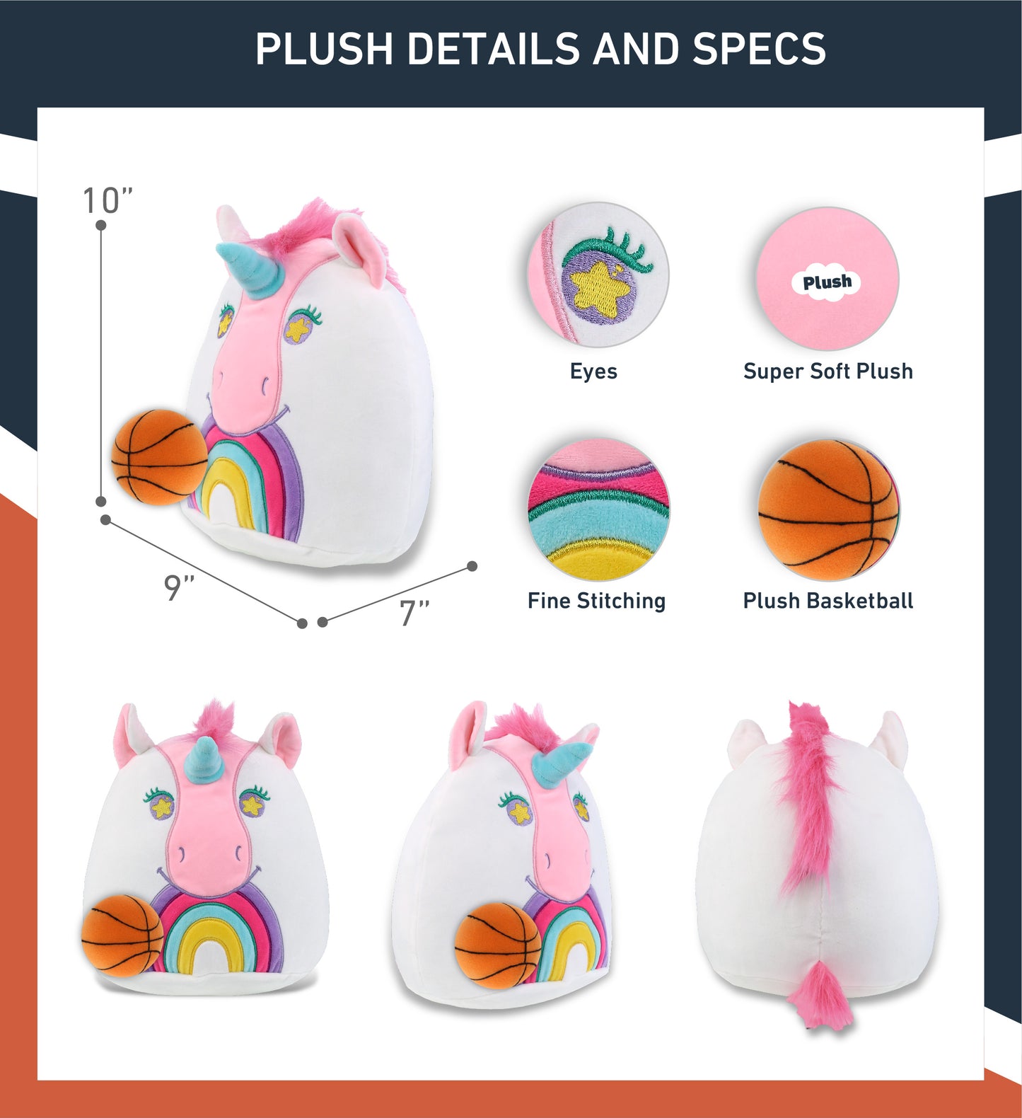 SNUG-MOOSHIES PLUSH - UNICORN 10" with Basketball Plush