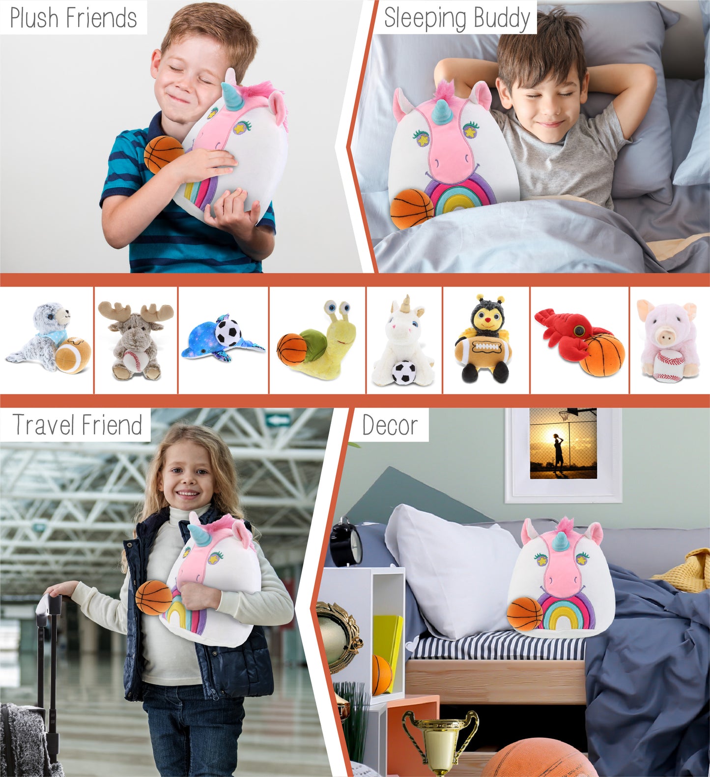 SNUG-MOOSHIES PLUSH - UNICORN 10" with Basketball Plush