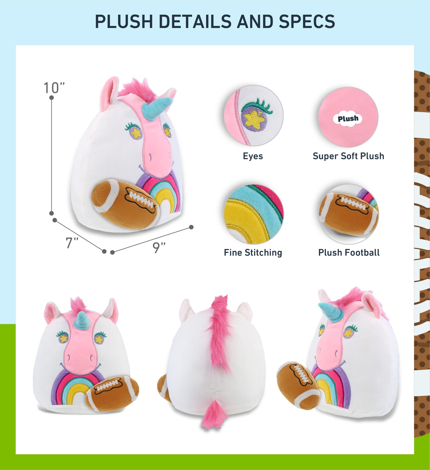 SNUG-MOOSHIES PLUSH - UNICORN 10" with Football Plush