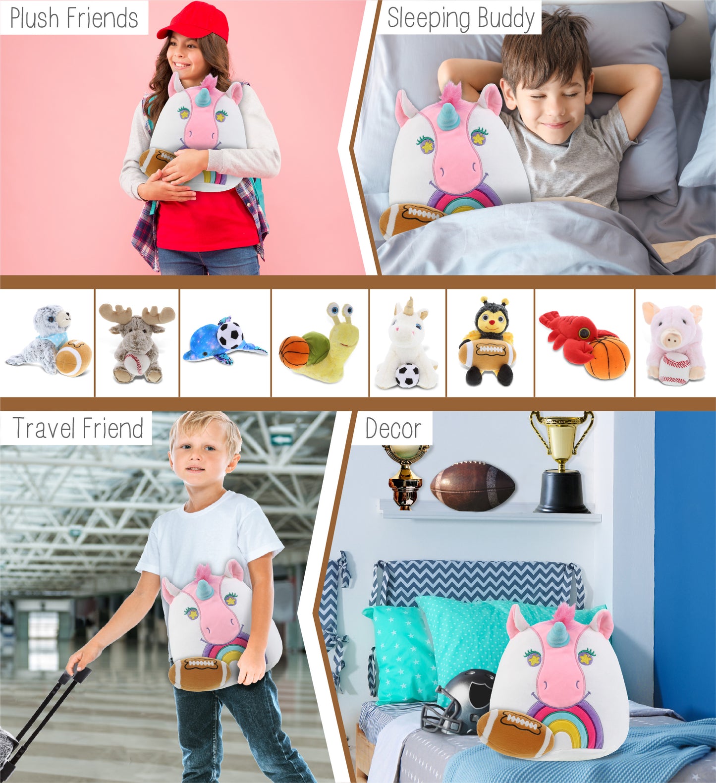 SNUG-MOOSHIES PLUSH - UNICORN 10" with Football Plush