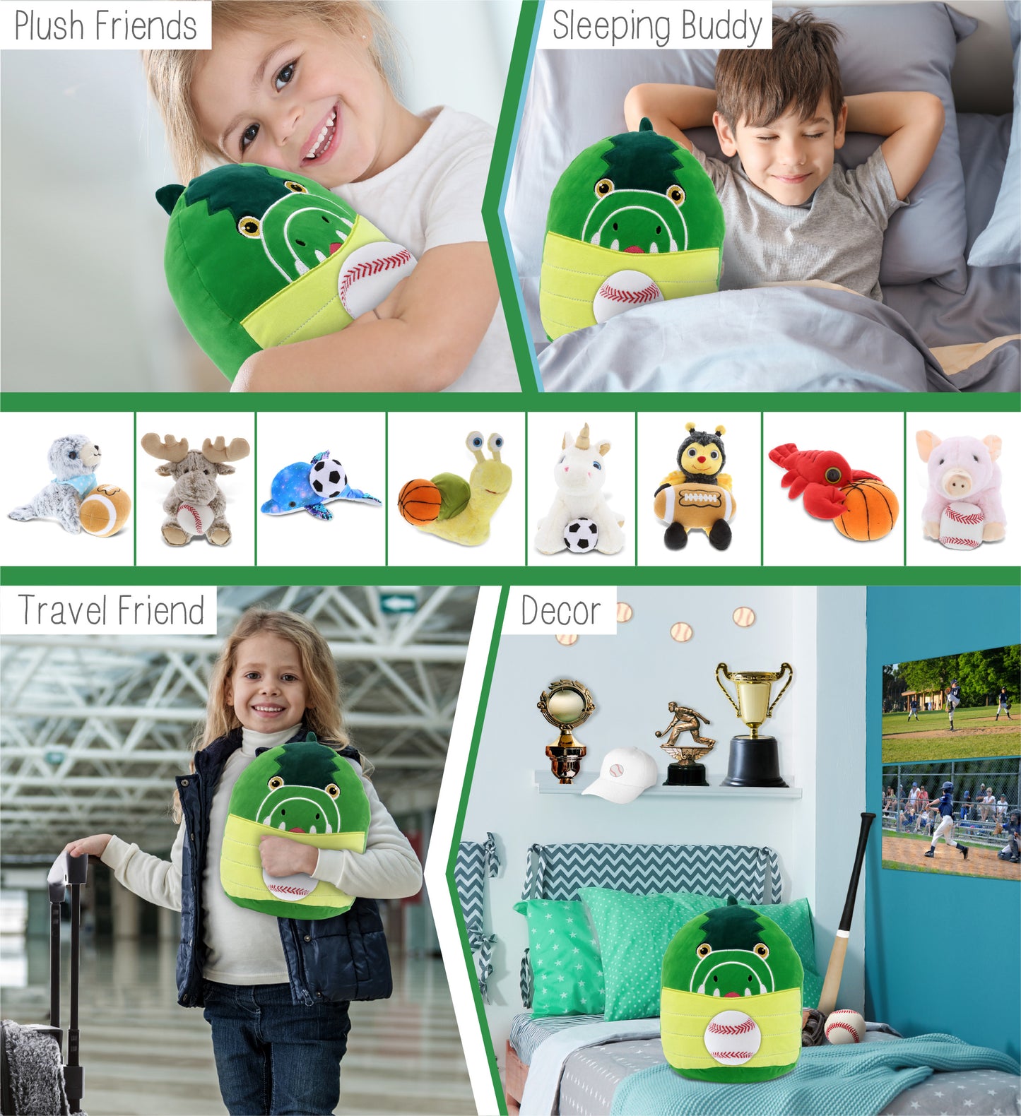 SNUG-MOOSHIES PLUSH - ALLIGATOR 10" with Baseball Plush