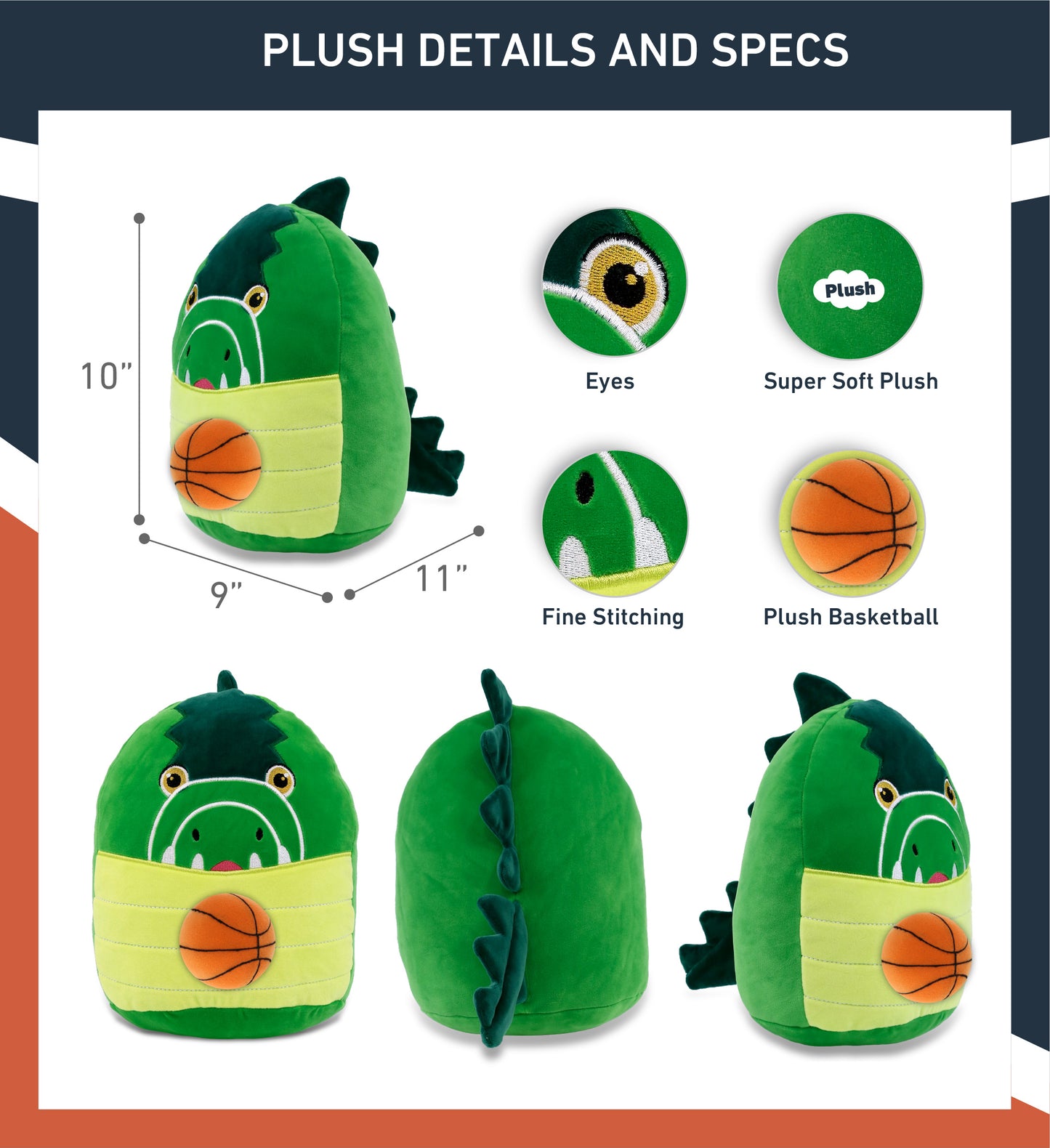 SNUG-MOOSHIES PLUSH - ALLIGATOR 10" with Basketball Plush
