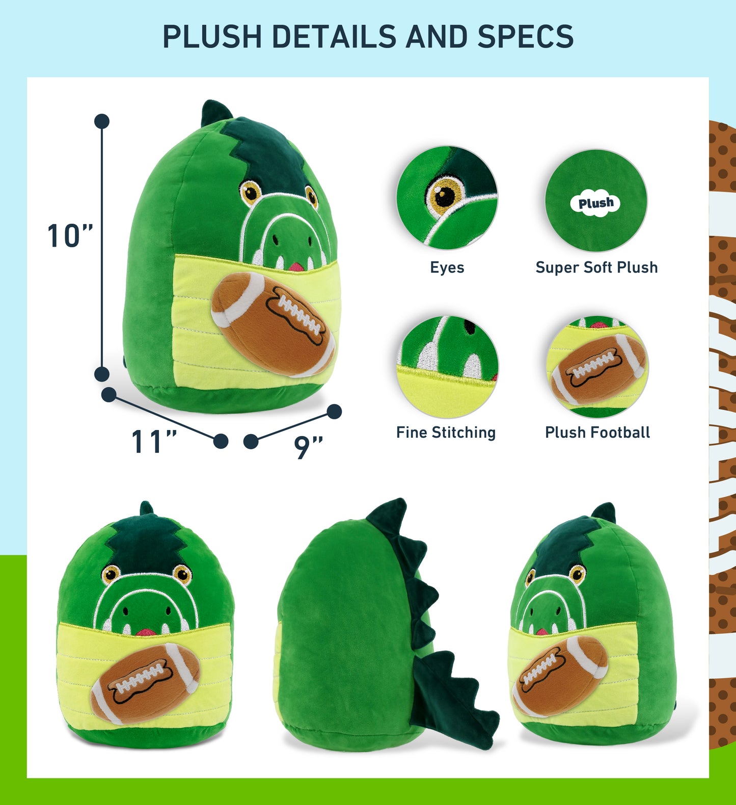 SNUG-MOOSHIES PLUSH - ALLIGATOR 10" with Football Plush