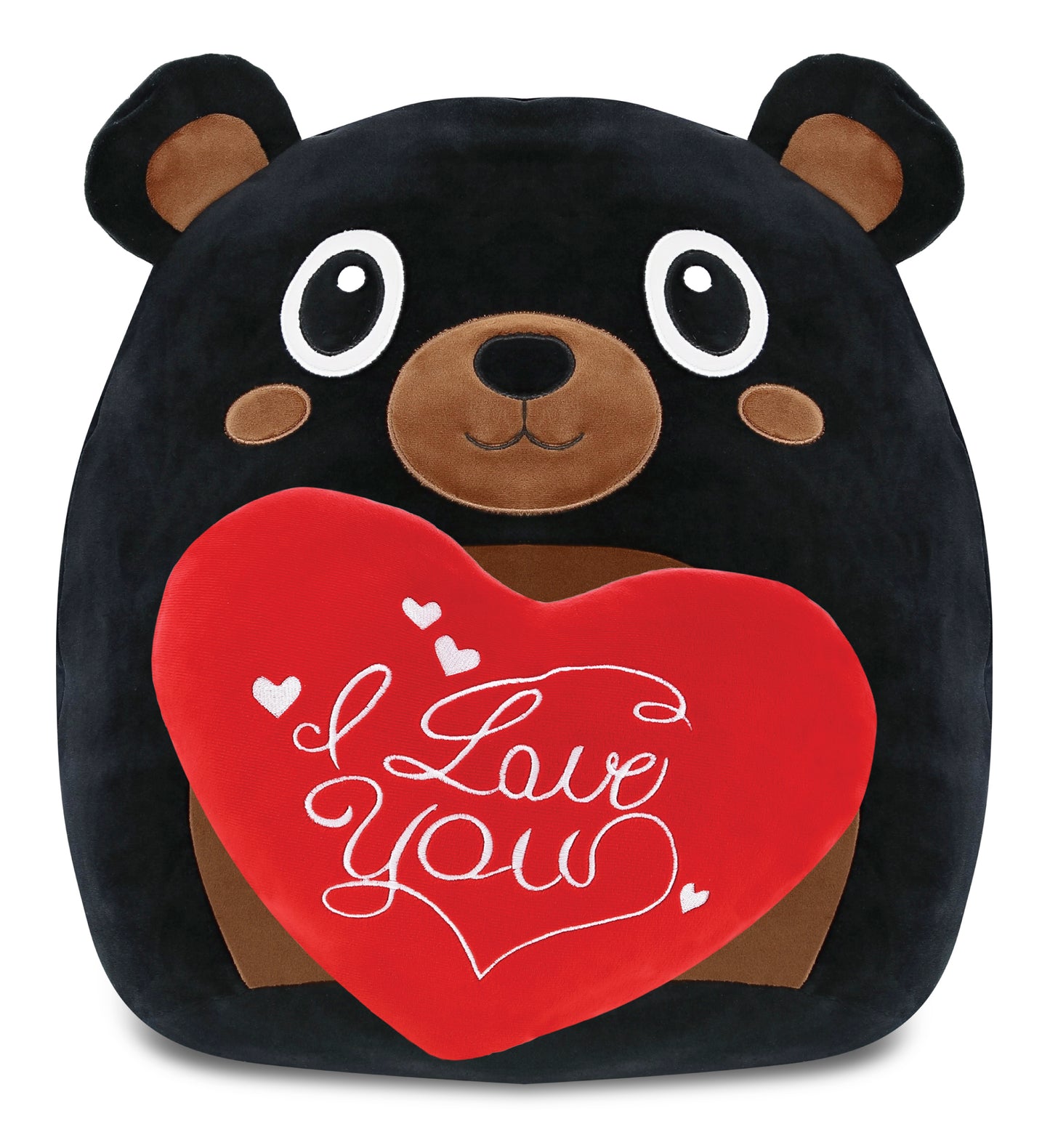 PLUSH PILLOW - I LOVE YOU RED HEART - 12 INCH - SNUG-MOOSHIES PLUSH - BLACK BEAR 17"