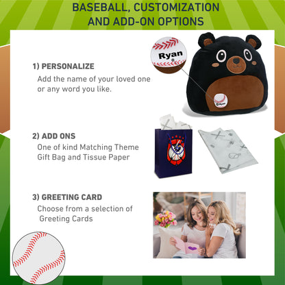 SNUG-MOOSHIES PLUSH - BLACK BEAR 17" with Baseball Plush