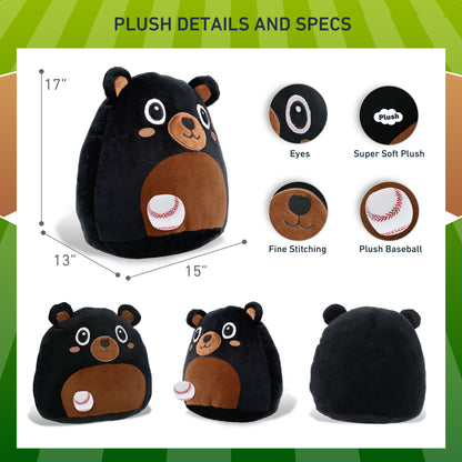 SNUG-MOOSHIES PLUSH - BLACK BEAR 17" with Baseball Plush