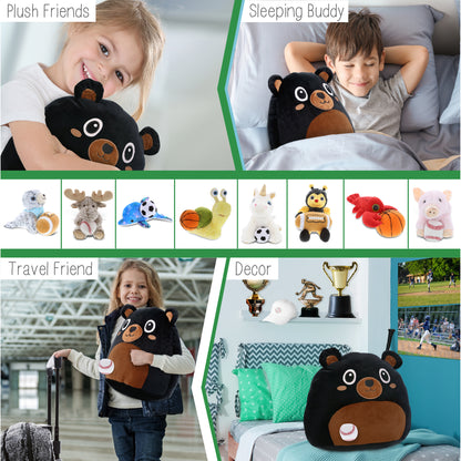 SNUG-MOOSHIES PLUSH - BLACK BEAR 17" with Baseball Plush