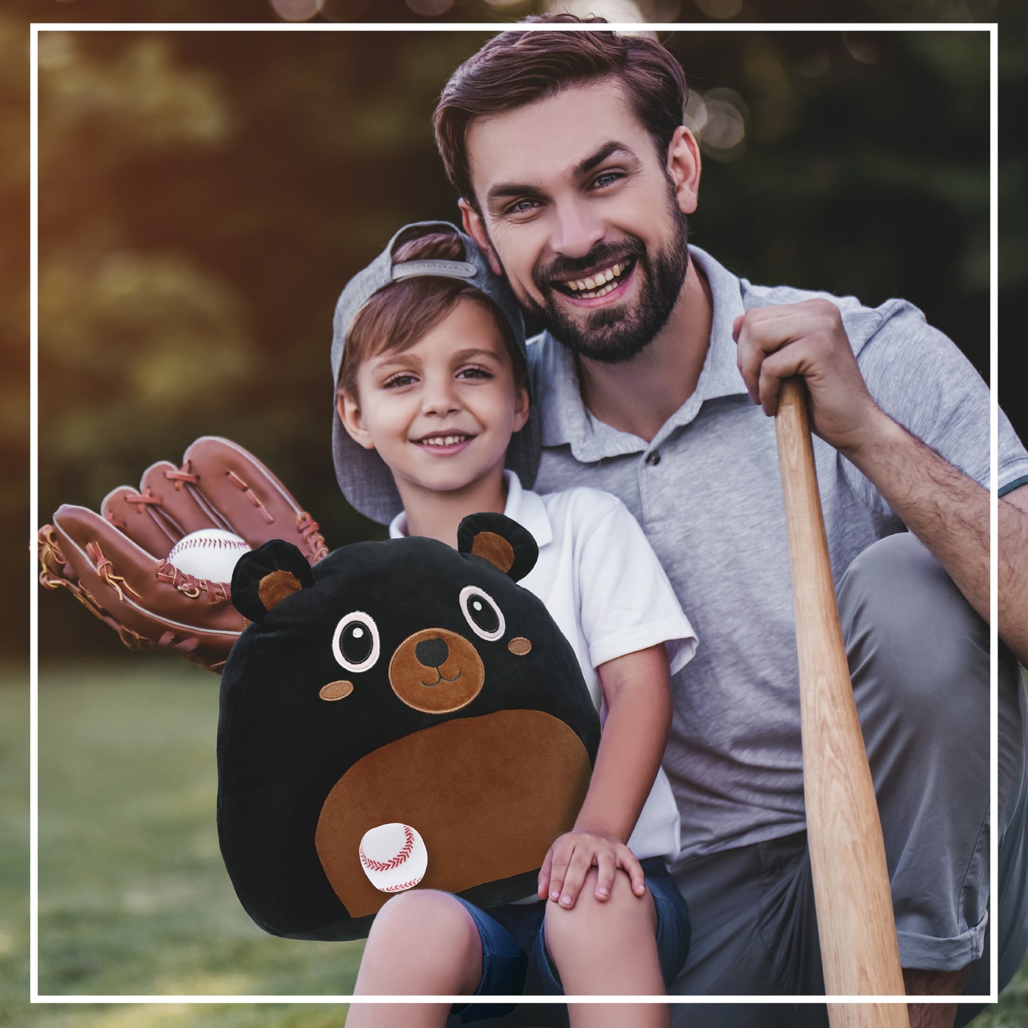 SNUG-MOOSHIES PLUSH - BLACK BEAR 17" with Baseball Plush