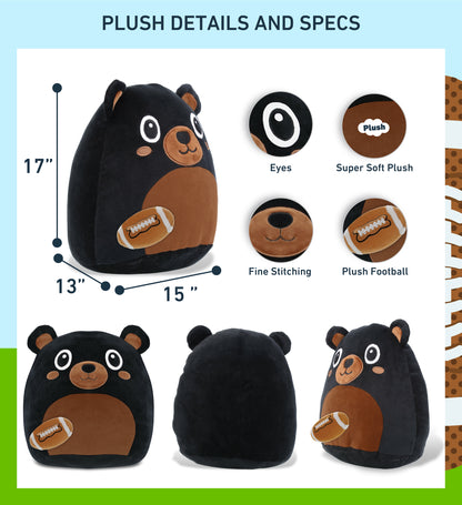 SNUG-MOOSHIES PLUSH - BLACK BEAR 17" with Football Plush