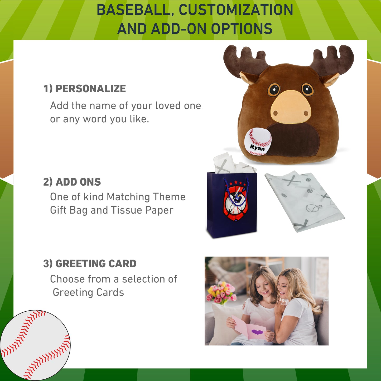 SNUG-MOOSHIES PLUSH - MOOSE 17" with Baseball Plush