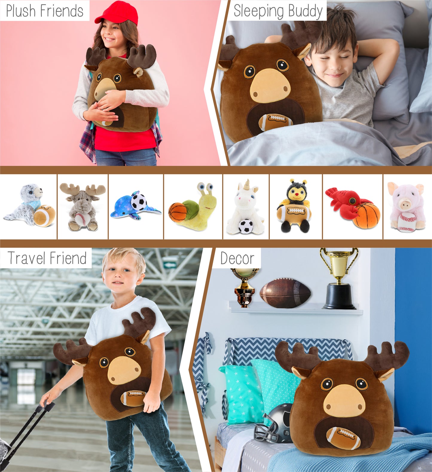 SNUG-MOOSHIES PLUSH - MOOSE 17" with Football Plush