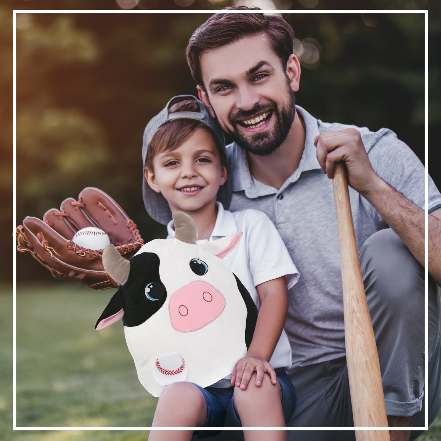 SNUG-MOOSHIES PLUSH - COW 17" with Baseball Plush