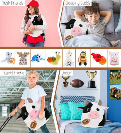 SNUG-MOOSHIES PLUSH - COW 17" with Football Plush