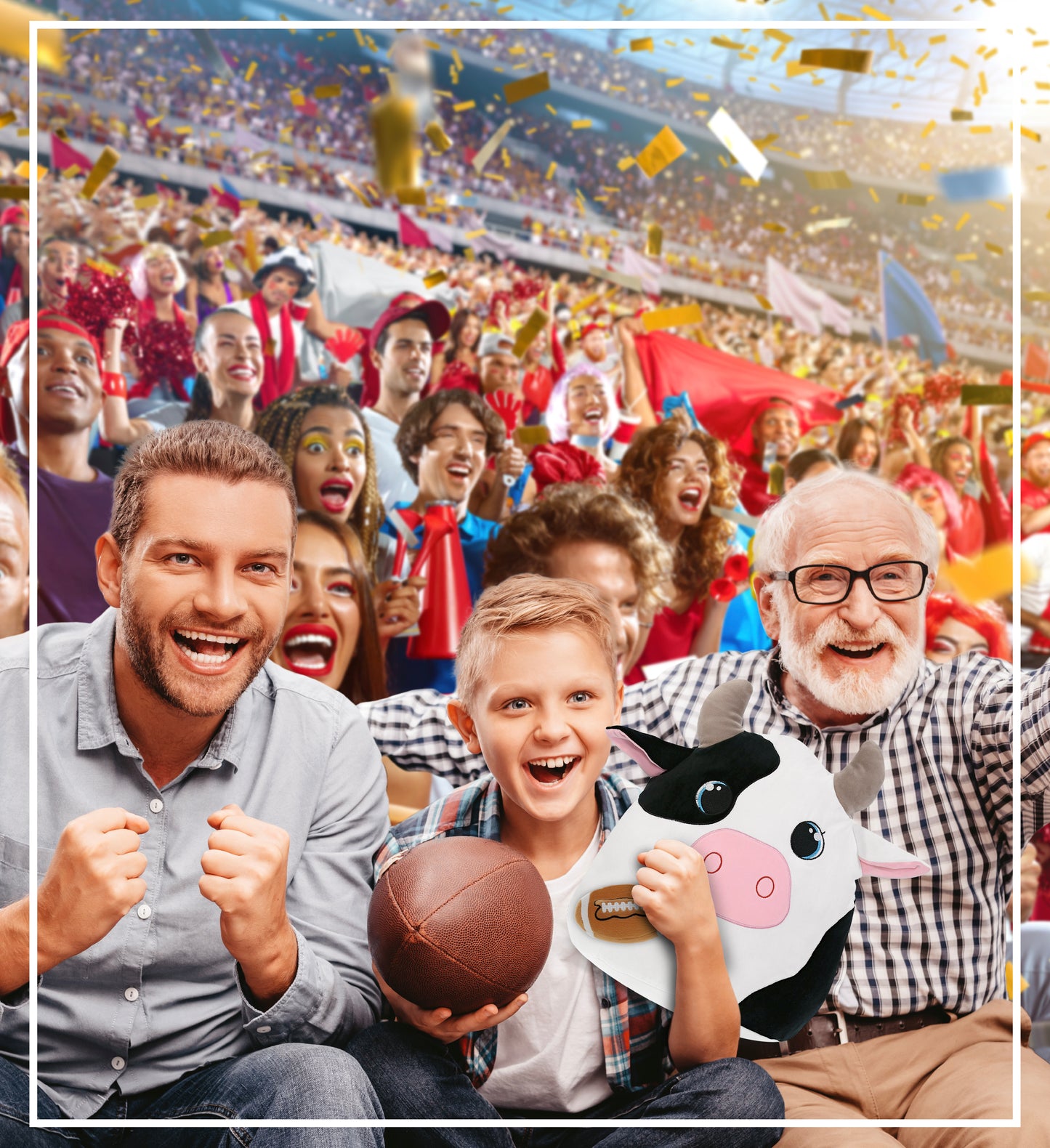 SNUG-MOOSHIES PLUSH - COW 17" with Football Plush