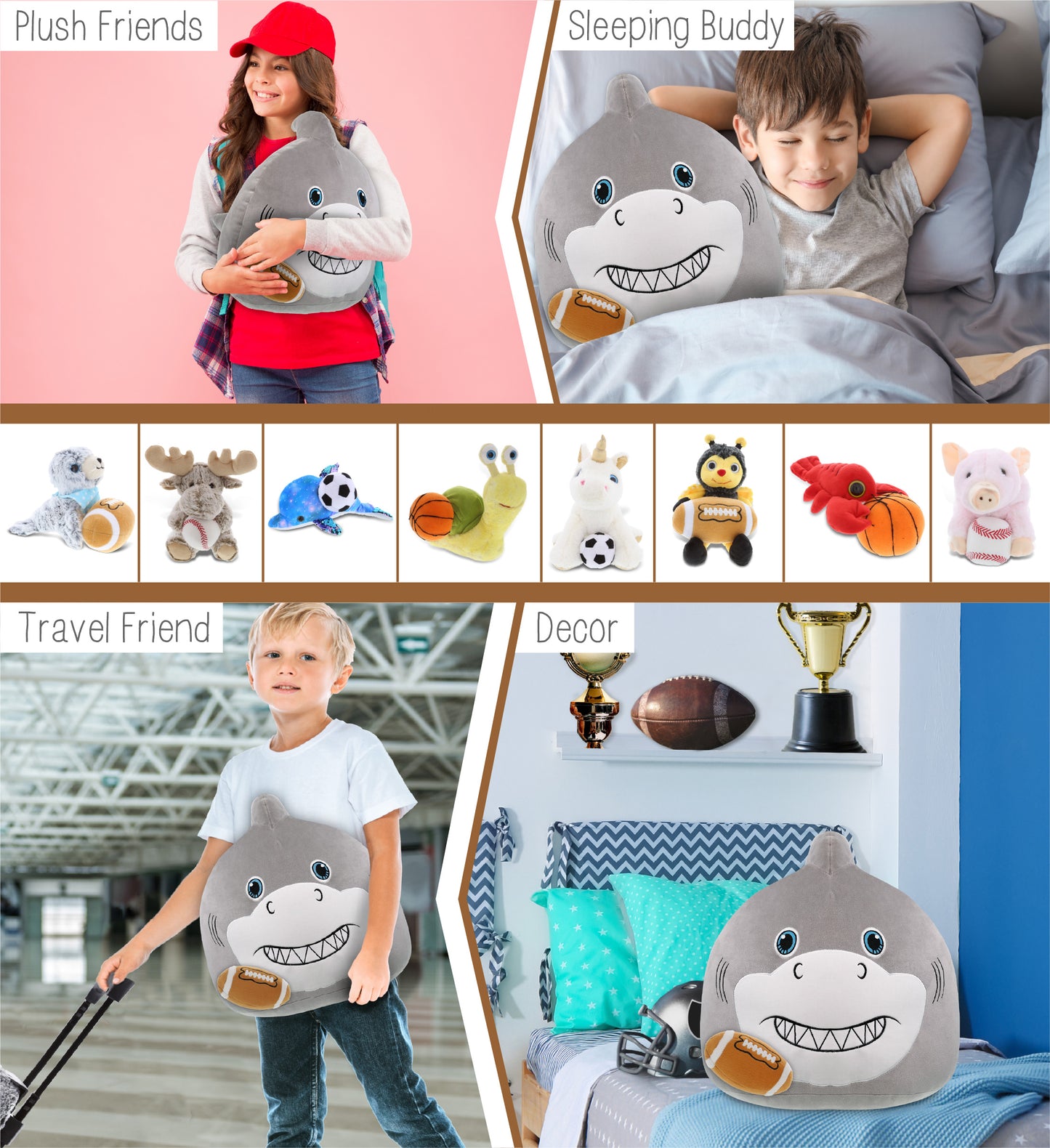 SNUG-MOOSHIES PLUSH - SHARK 17" with Football Plush