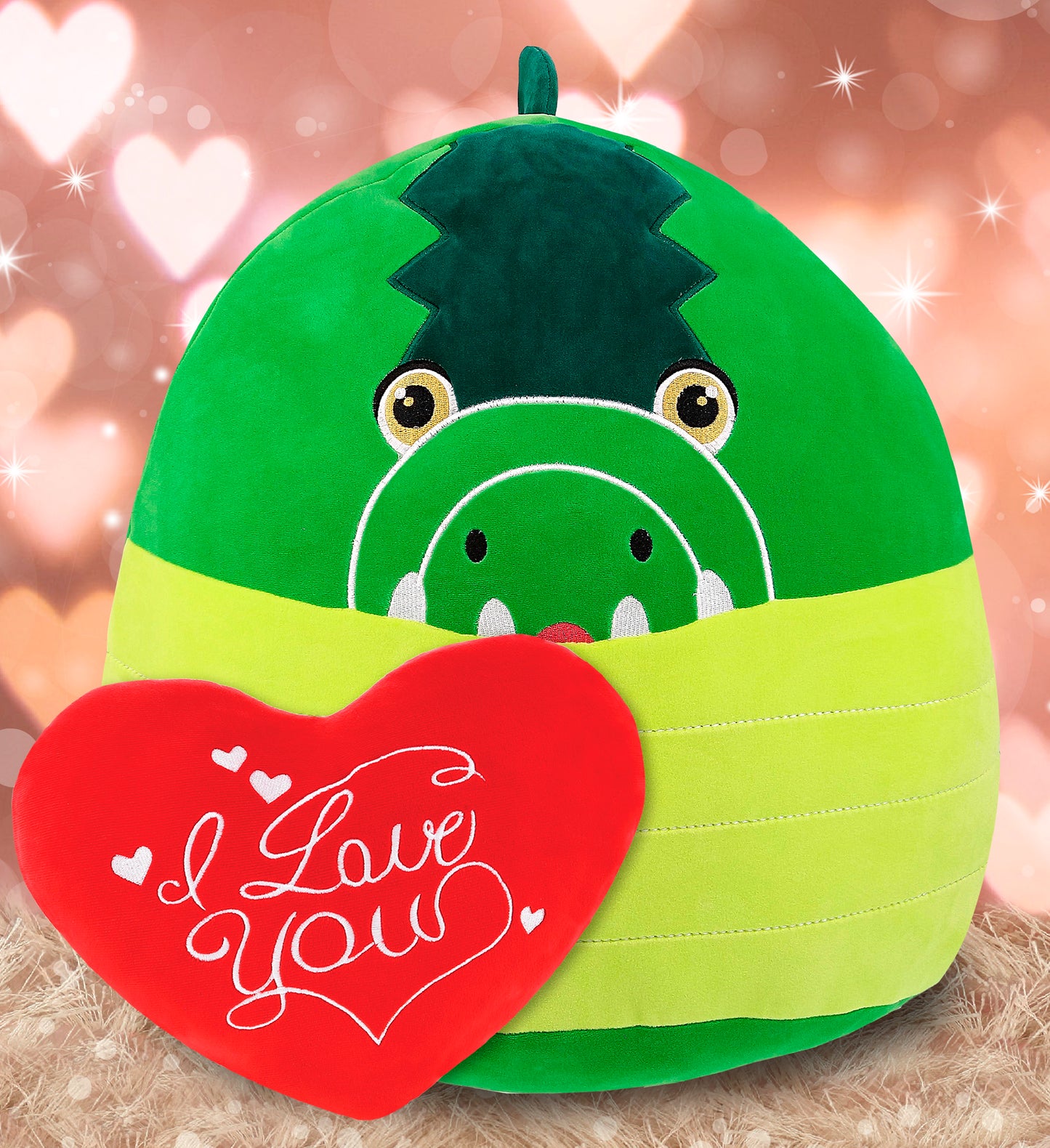 PLUSH PILLOW - I LOVE YOU RED HEART - 12 INCH - SNUG-MOOSHIES PLUSH - ALLIGATOR 17"