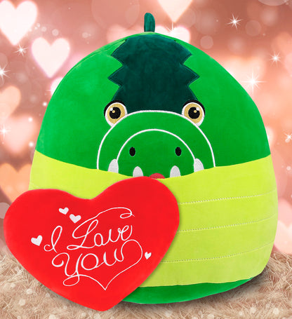 PLUSH PILLOW - I LOVE YOU RED HEART - 12 INCH - SNUG-MOOSHIES PLUSH - ALLIGATOR 17"