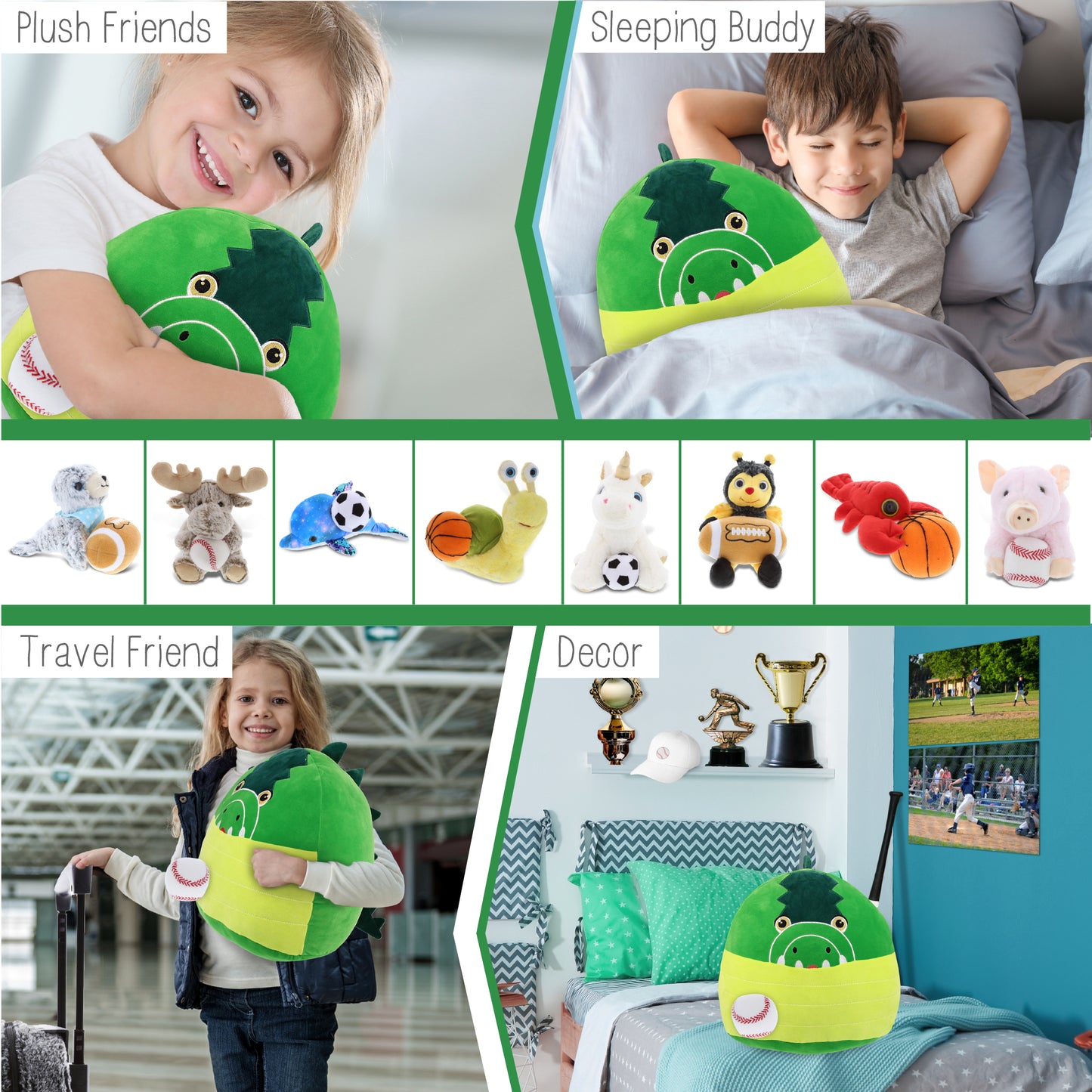 SNUG-MOOSHIES PLUSH - ALLIGATOR 17" with Baseball Plush