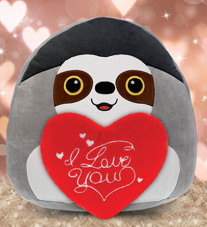 PLUSH PILLOW - I LOVE YOU RED HEART - 12 INCH - SNUG-MOOSHIES PLUSH - SLOTH 17"